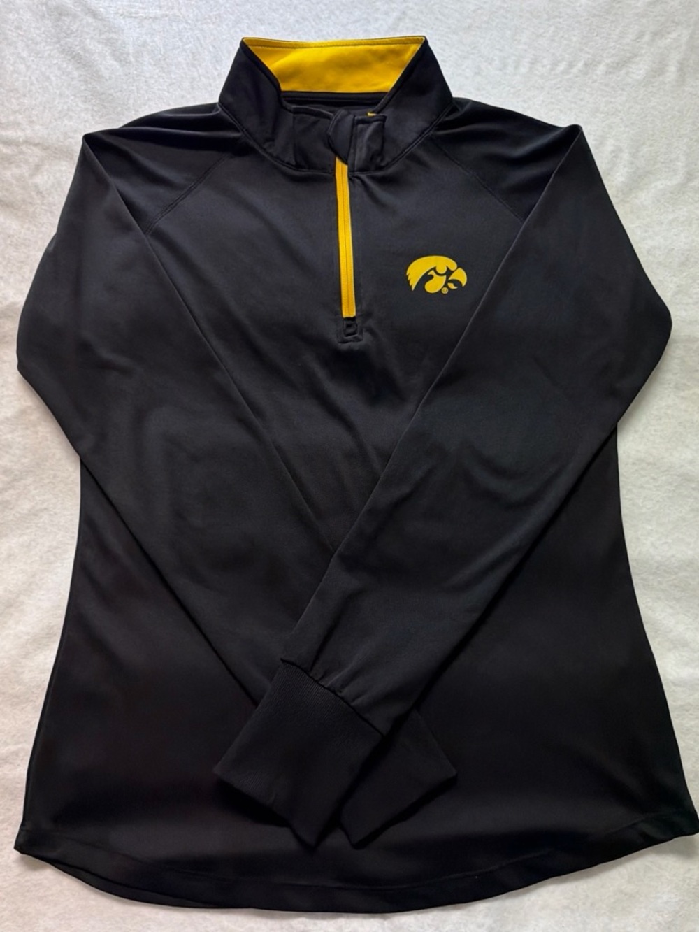 NCAA Iowa Hawkeyes Stadium Athletics Black Gold Quarter-Zip Long Sleeve Top